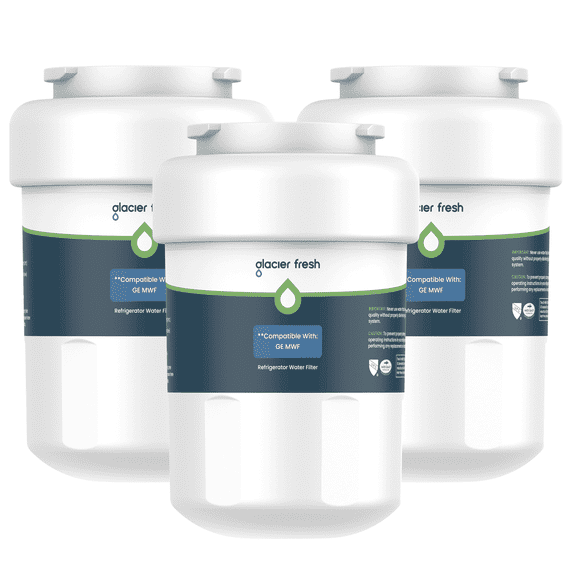 GLACIER FRESH MWF Refrigerator Water Filter Replacement, NSF/ANSI 53 & 372 Certified, Compatible with SmartWater MWFP, MWFA, GWF, HDX FMG-1, WFC1201, RWF1060, 3 Pack