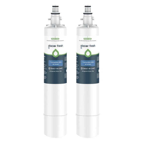 GLACIER FRESH Replacement for RPWFE, RPWF (Built-in CHIP) Refrigerator Water Filter, Compatible with GFE28GYNFS, GFE28GELDS, PFE28KELDS, PFE28KYNFS, GFD28GELDS, NSF/ANSI 53, 2 Pack