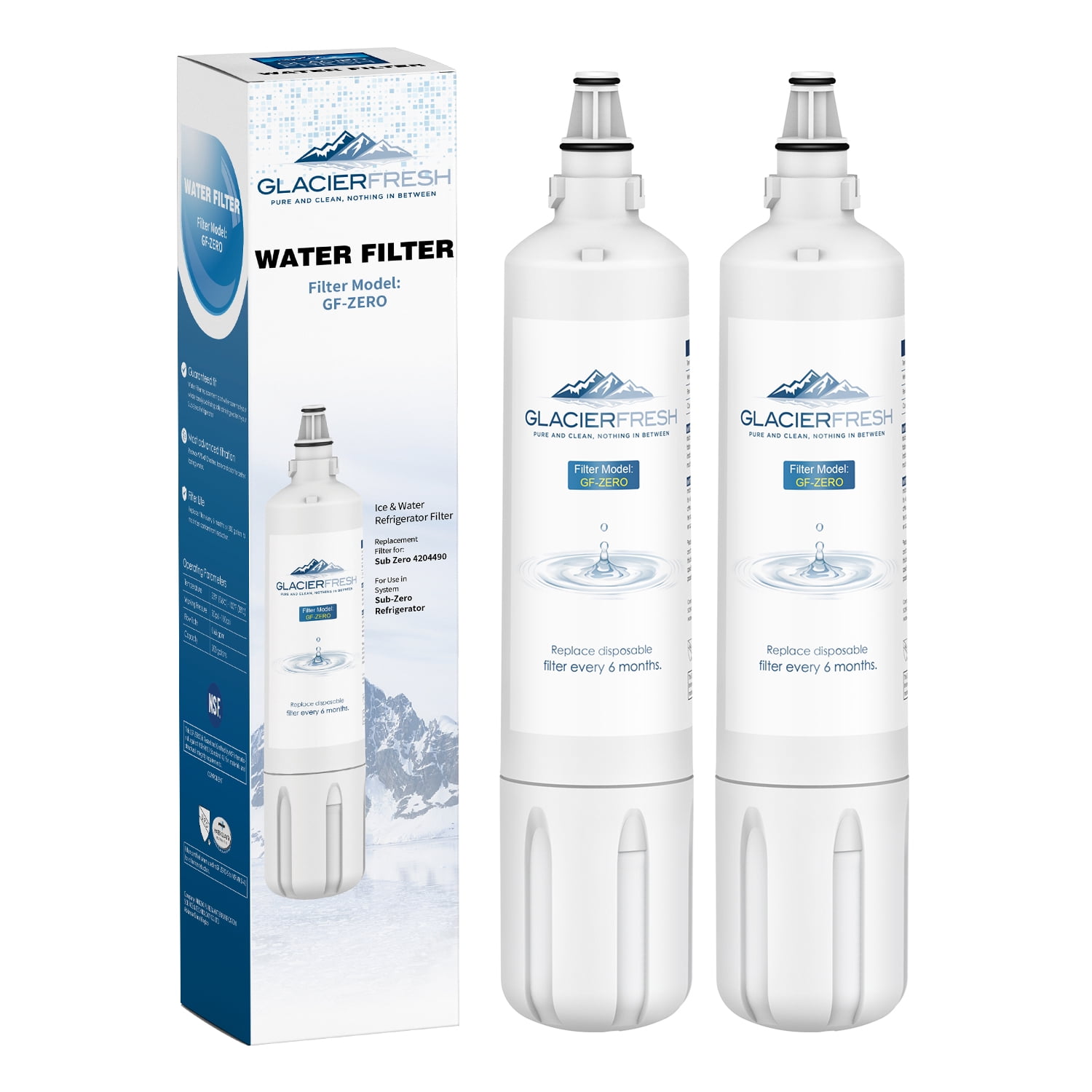 GLACIER FRESH Replacement Water Filter for SubZero 4204490, 4290510, 2