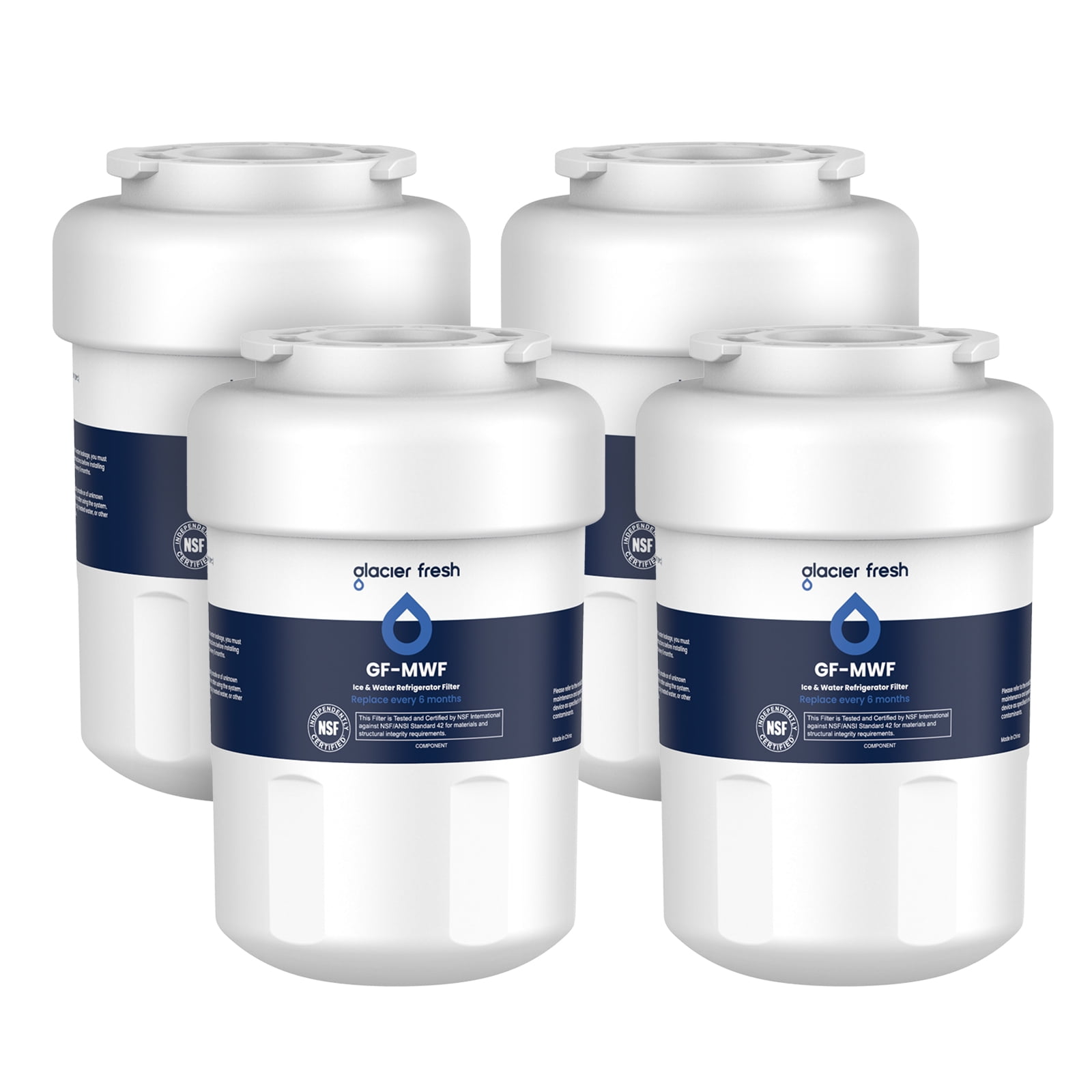 GLACIER FRESH Replacement for MWF Refrigerator Water Filters, SmartWater MWFP, MWFA, GWF, HDX FMG-1, WFC1201, RWF1060, 197D6321P006,  4 Pack