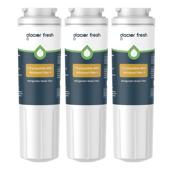 GLACIER FRESH UKF8001 Compatible with Whirlpool Refrigerator Water Filter 4, EDR4RXD1, EveryDrop Filter 4, 4396395, Maytag UKF8001, UKF8001AXX, WHR4RXD1, KAD4RXD1, NSF/ANSI 53, 3 Pack