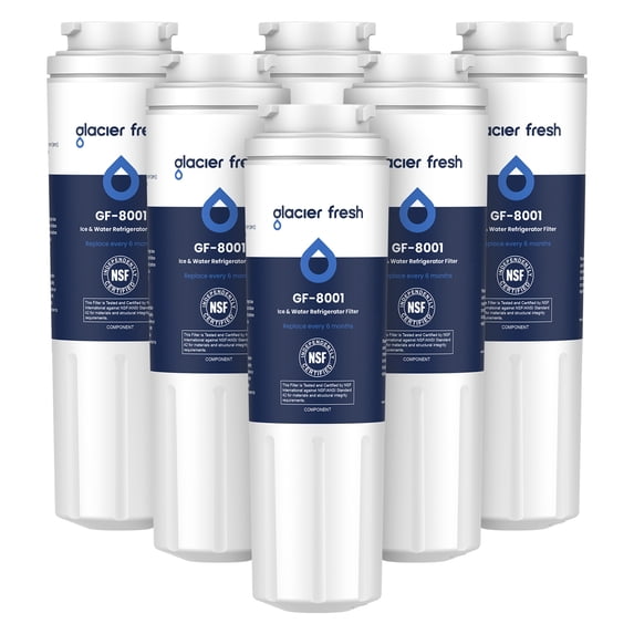 GLACIER FRESH UKF8001 Compatible with Whirlpool Refrigerator Water Filter 4, EDR4RXD1, EveryDrop Filter 4, 4396395, Maytag UKF8001, UKF8001AXX, WHR4RXD1, KAD4RXD1, 46-9006, Puriclean II, Pack of 6