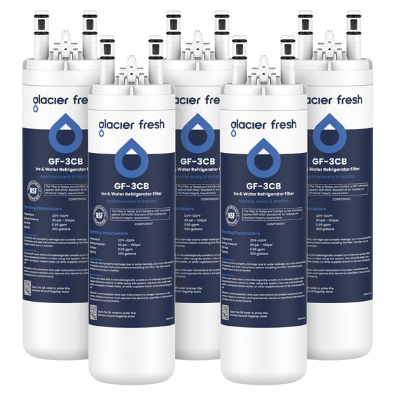 GLACIER FRESH WF3CB Refrigerator Water Filter Replacement for PureSource 3, 706465, WF425, PS3412266, AP4567491, 242017800 Refrigerator Water Filter, Pack of 5