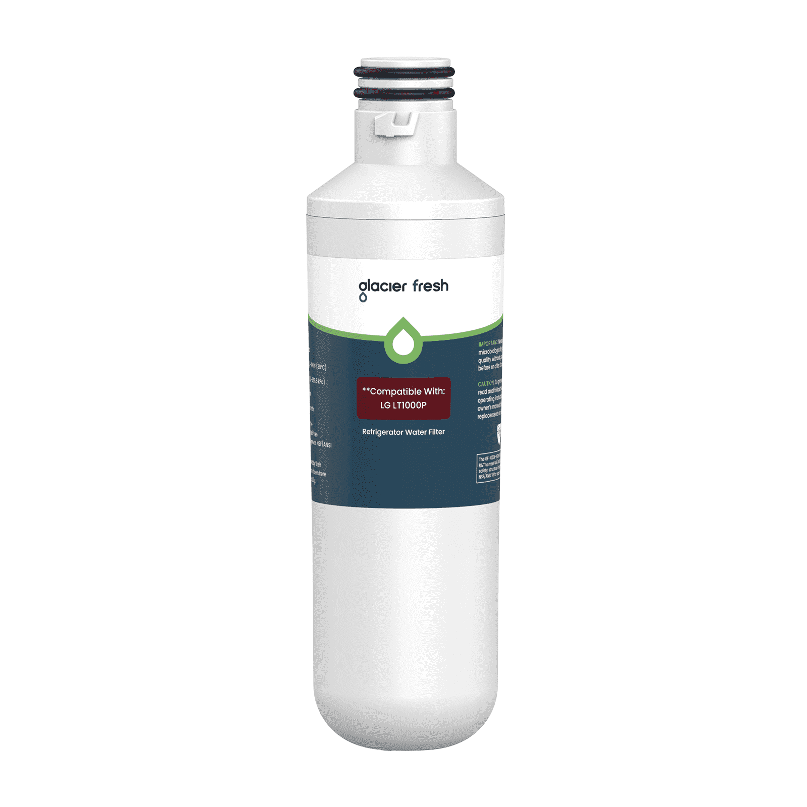 GLACIER FRESH LT1000PC Refrigerator Water Filter, NSF/ANSI 53 & 372 Certified, Compatible with MDJ64844601, ADQ747935, ADQ74793504, LG LT1000P, 1 Pack