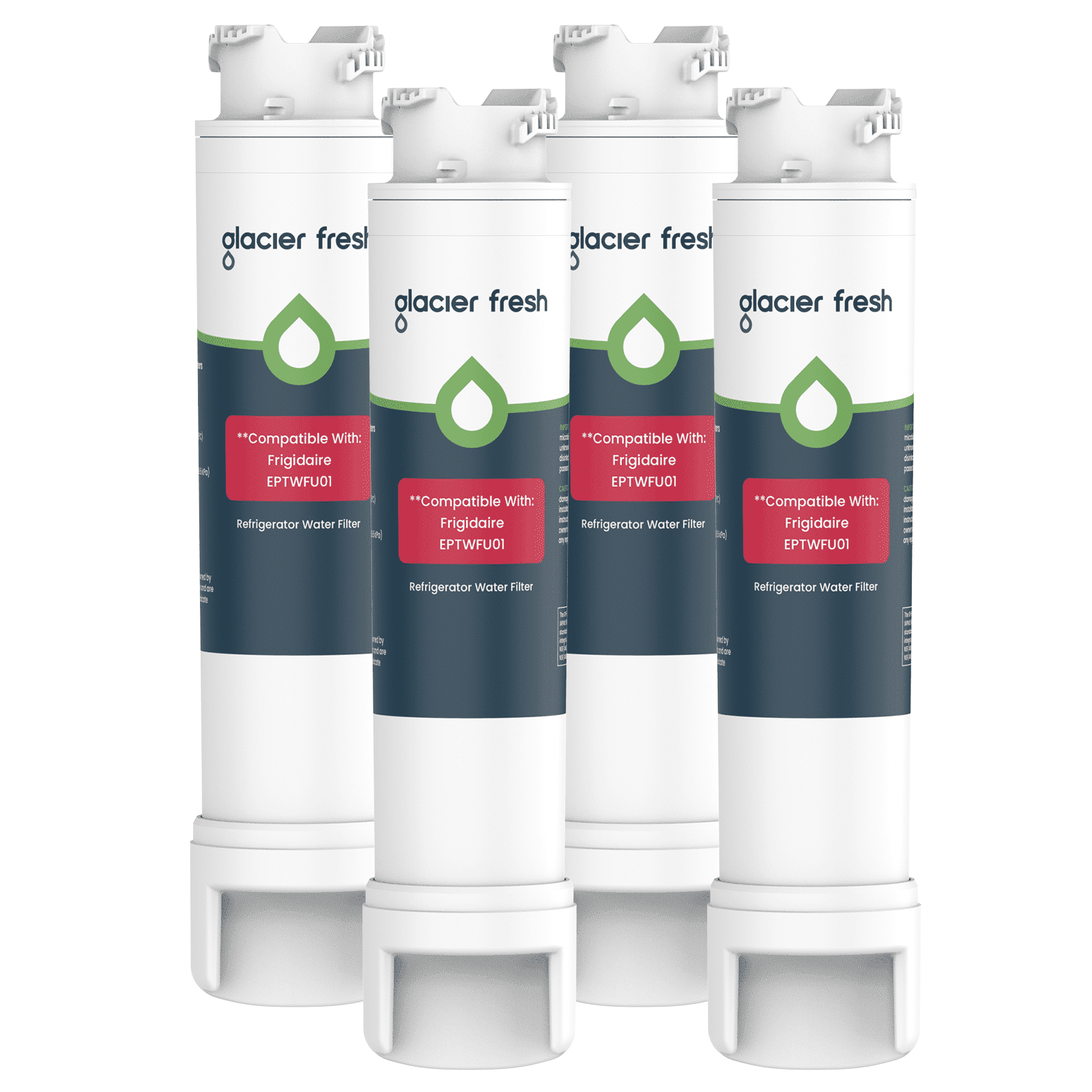 GLACIER FRESH EPTWFU01 Refrigerator Water Filter, NSF/ANSI 53 & 372 Certified, Compatible with EPTWFU01C, EWF02, Pure Source Ultra II, Pure Source Ultra 2, 4562222, 4 Pack