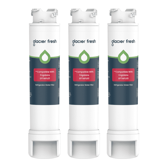 GLACIER FRESH EPTWFU01 Refrigerator Water Filter, NSF/ANSI 53 & 372 Certified, Compatible with EPTWFU01C, EWF02, Pure Source Ultra II, Pure Source Ultra 2, 4562222, 3 Pack