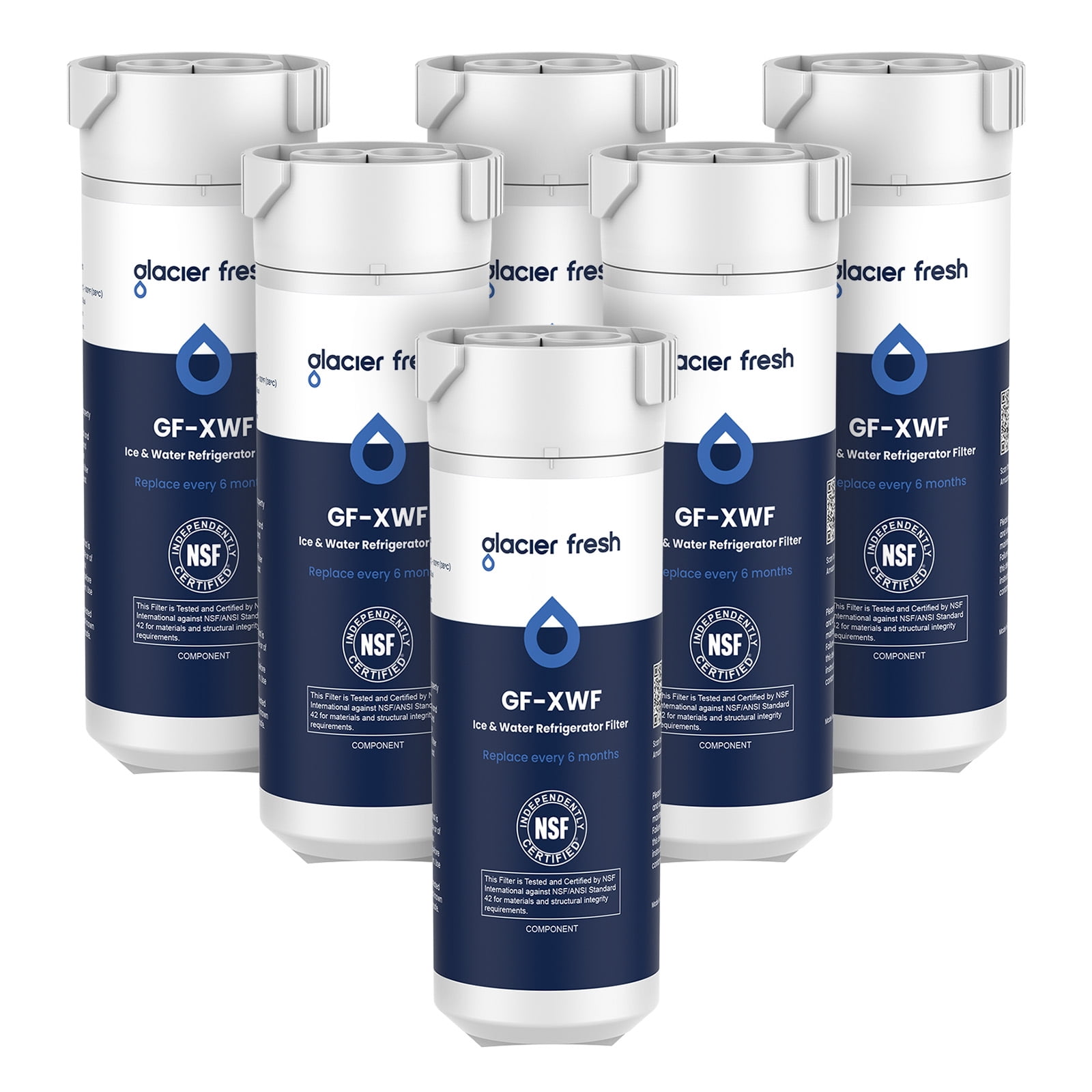GLACIER FRESH XWF Replacement for GE XWF Refrigerator Water Filter Pack of 6 (Not XWFE)