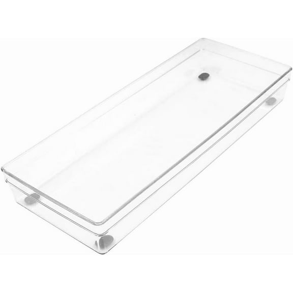 Glad Plastic Drawer Storage Tray – Heavy Duty Organizer Bin for Home, Kitchen, Bath, Bedroom, Office | Non-Slip Feet, Clear