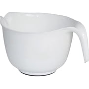 GLAD Mixing Bowl with Handle 3 Quart , Heavy Duty Plastic with Pour Spout and Non-Slip Base , Dishwasher Safe Kitchen Supplies for Cooking and Baking, White 3 Quart White