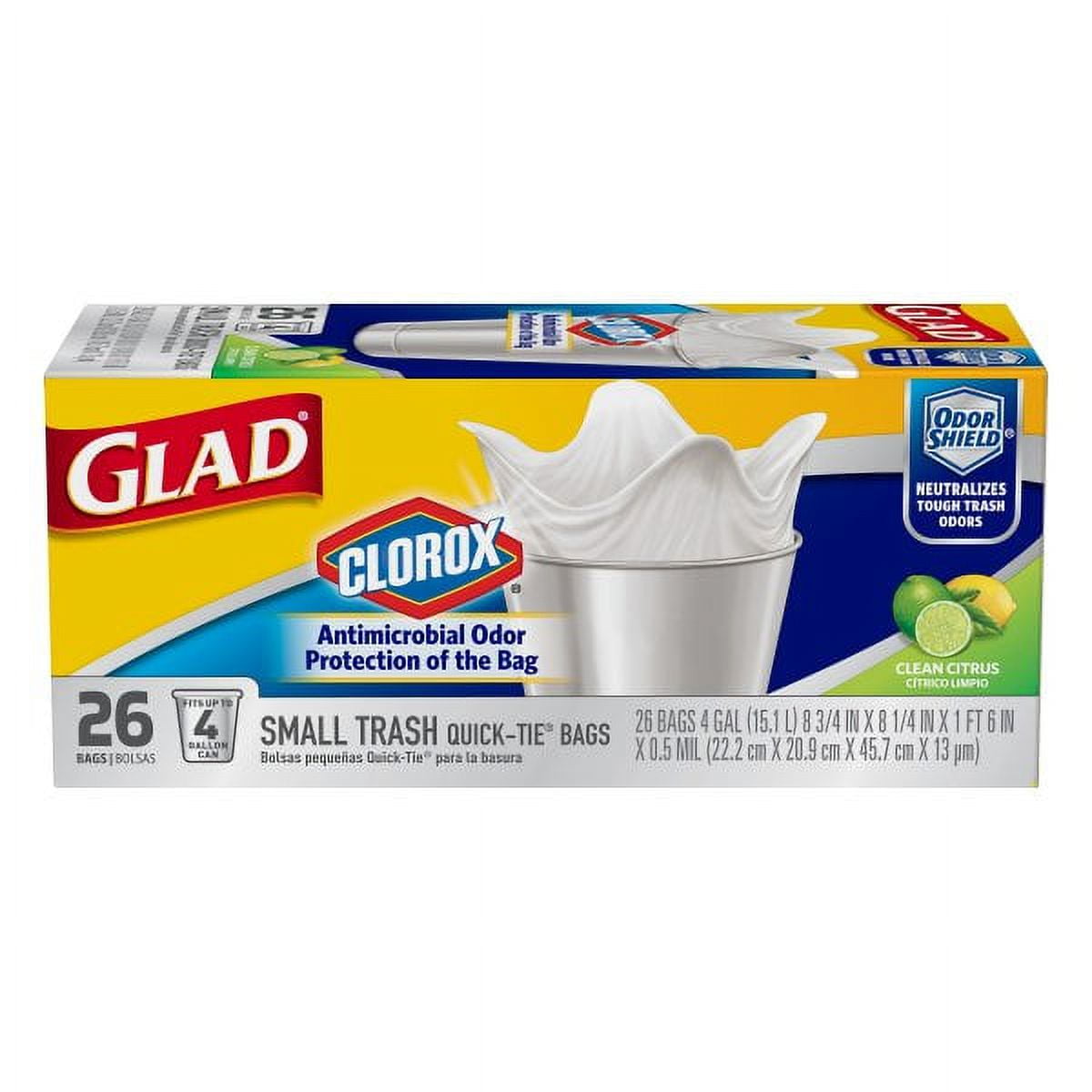 GLAD Small Trash Bags OdorShield 2 Pack / 26 Each 4 GAL QuickTie