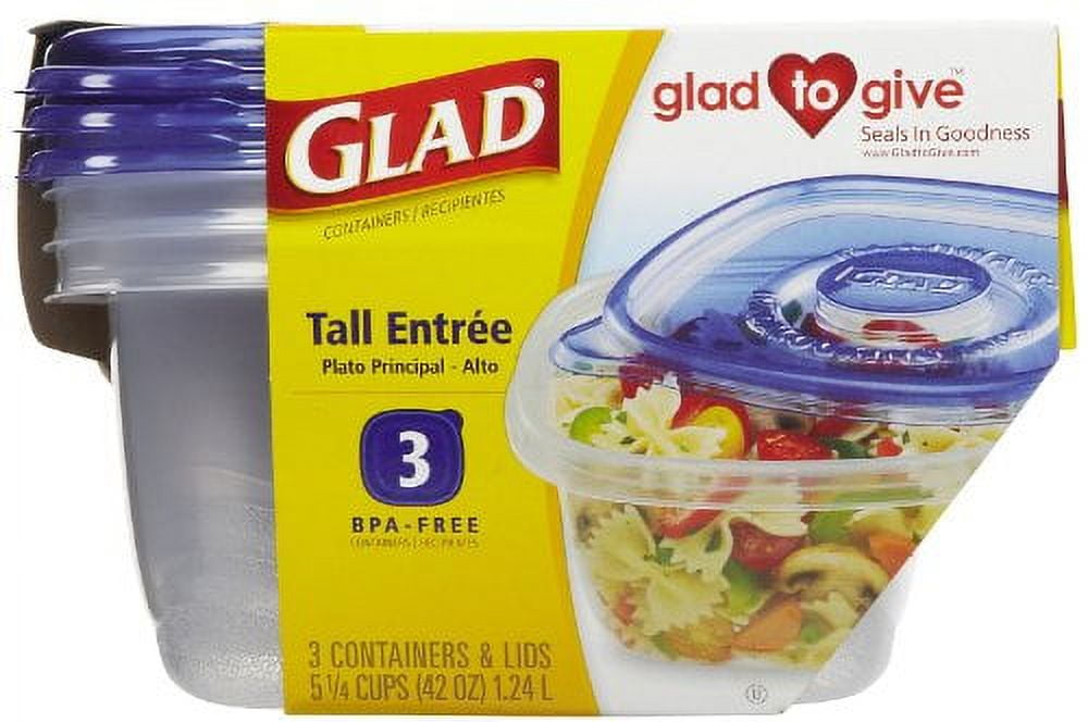 Lot of 4 FOUR Glad 3-1/8 cup 25 ounce Food Storage Containers Blue