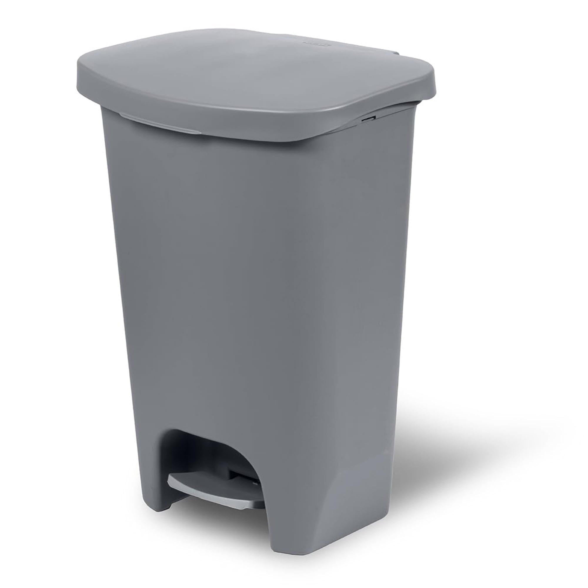 Glad Kitchen Trash Can with Lid, Step Foot Pedal and Garbage Bag Rings, 13 Gallon, Grey