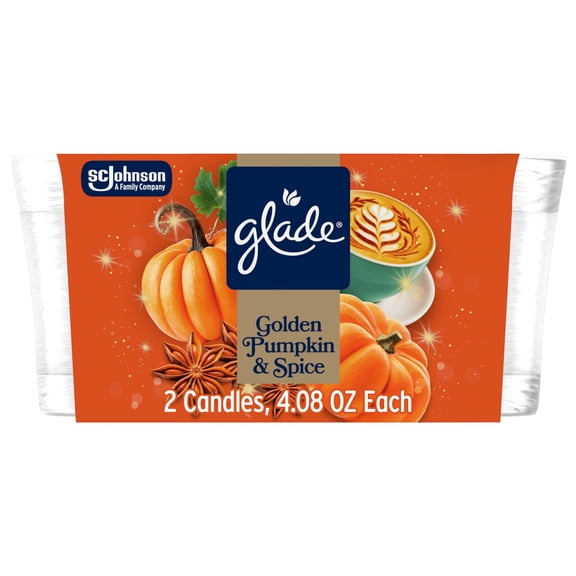 Glade® Candle Jar, Christmas Holiday Pumpkin & Ginger, 4.08oz., 2 Count