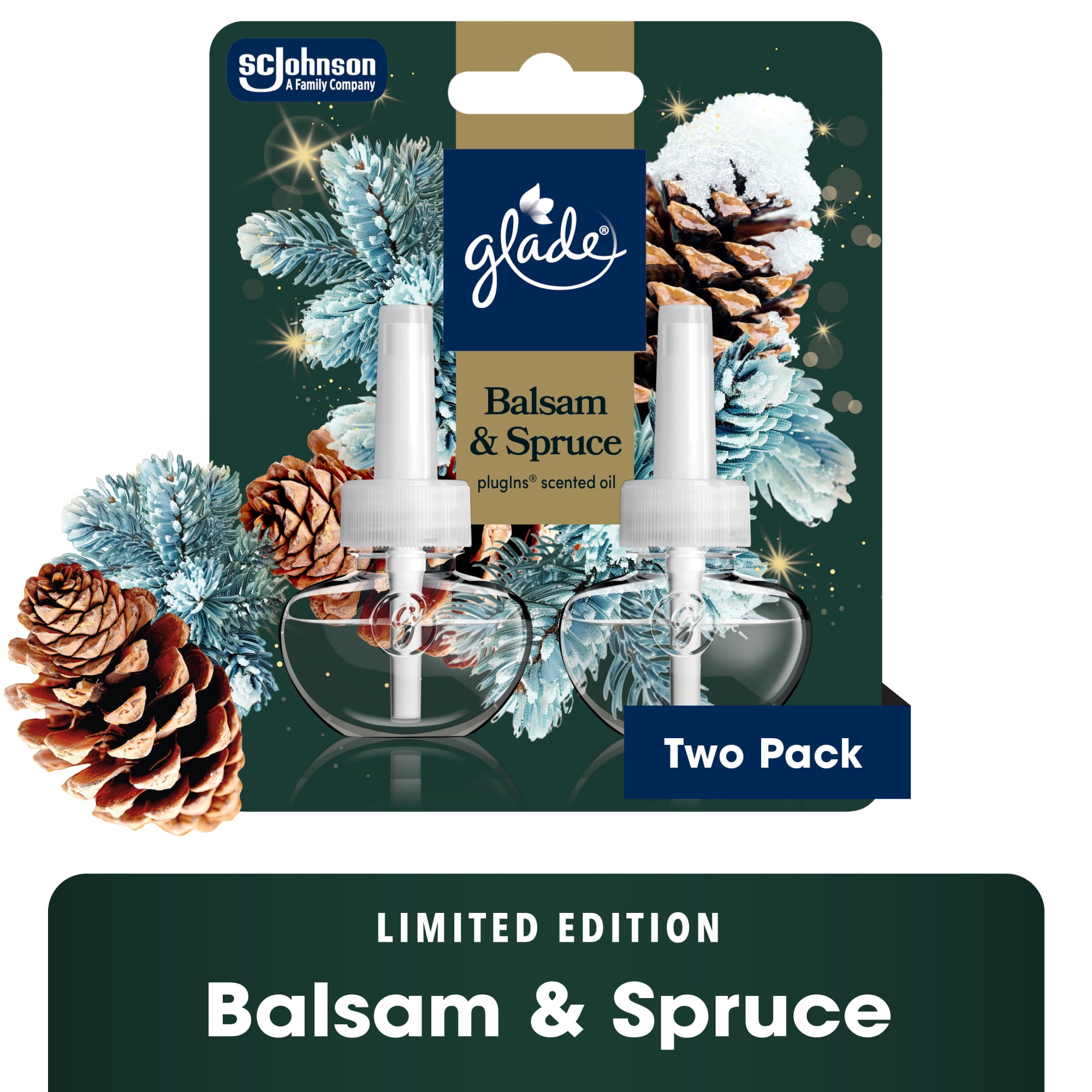 Glade PlugIns Refills Air Freshener, Balsam & Spruce, 1.34oz., 2 Count