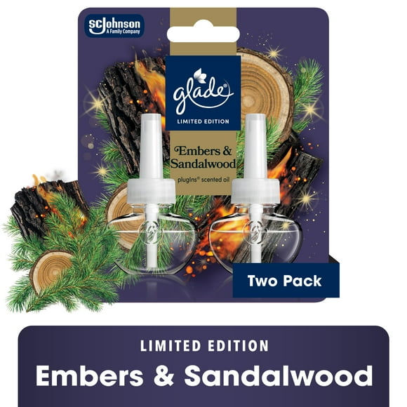 Glade® PlugIns® Refills Air Freshener, Embers & Sandalwood, 1.34oz., 2 Count