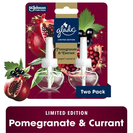 Glade® PlugIns® Refills Air Freshener, Christmas Stocking Stuffer Pomegranate & Currant, 1.34oz., 2 Count