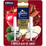 Glade  PlugIns  Scented Oil 2 Refills, Air Freshener, Warm Apple & Spices, 1.34 fl oz, Pack of 2