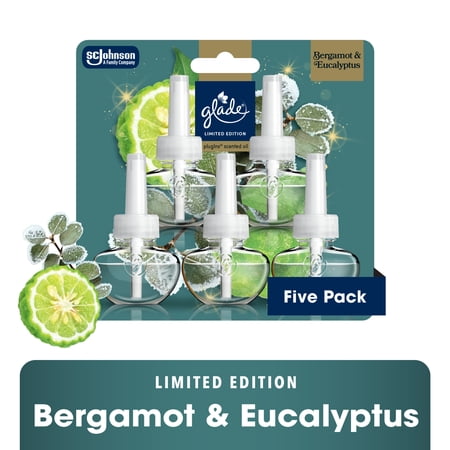 Glade® PlugIns® Refills Air Freshener, Christmas Holiday Bergamot & Eucalyptus, 3.35oz., 5 Count