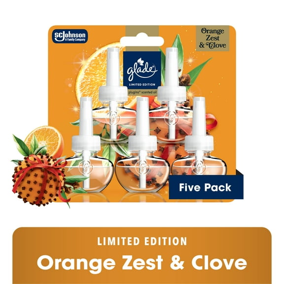 Glade® PlugIns® Refills Air Freshener, Christmas Holiday Orange Zest & Clove, 3.35oz., 5 Count