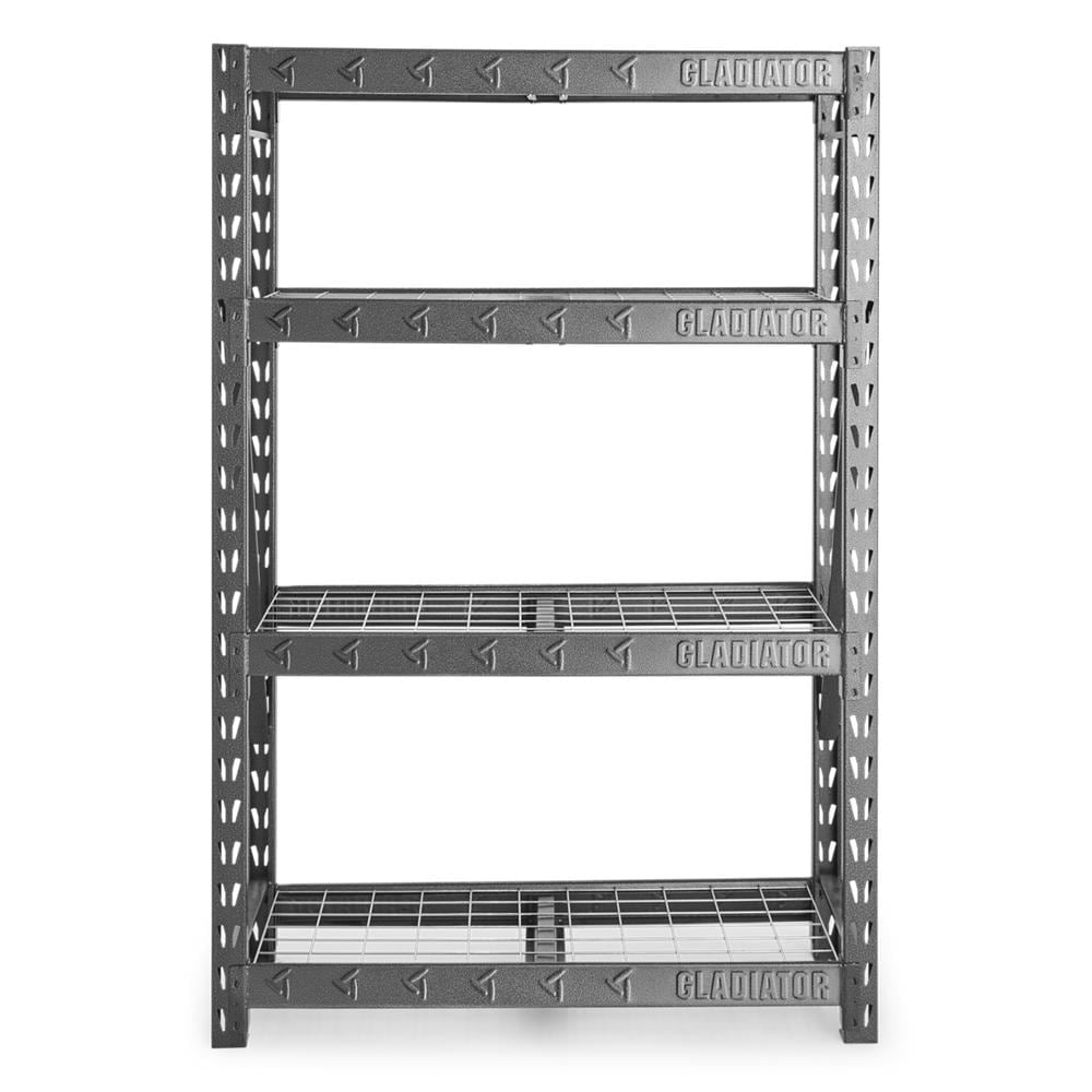 48" Hammered Granite Heavy Duty Steel 4-Shelf Rack