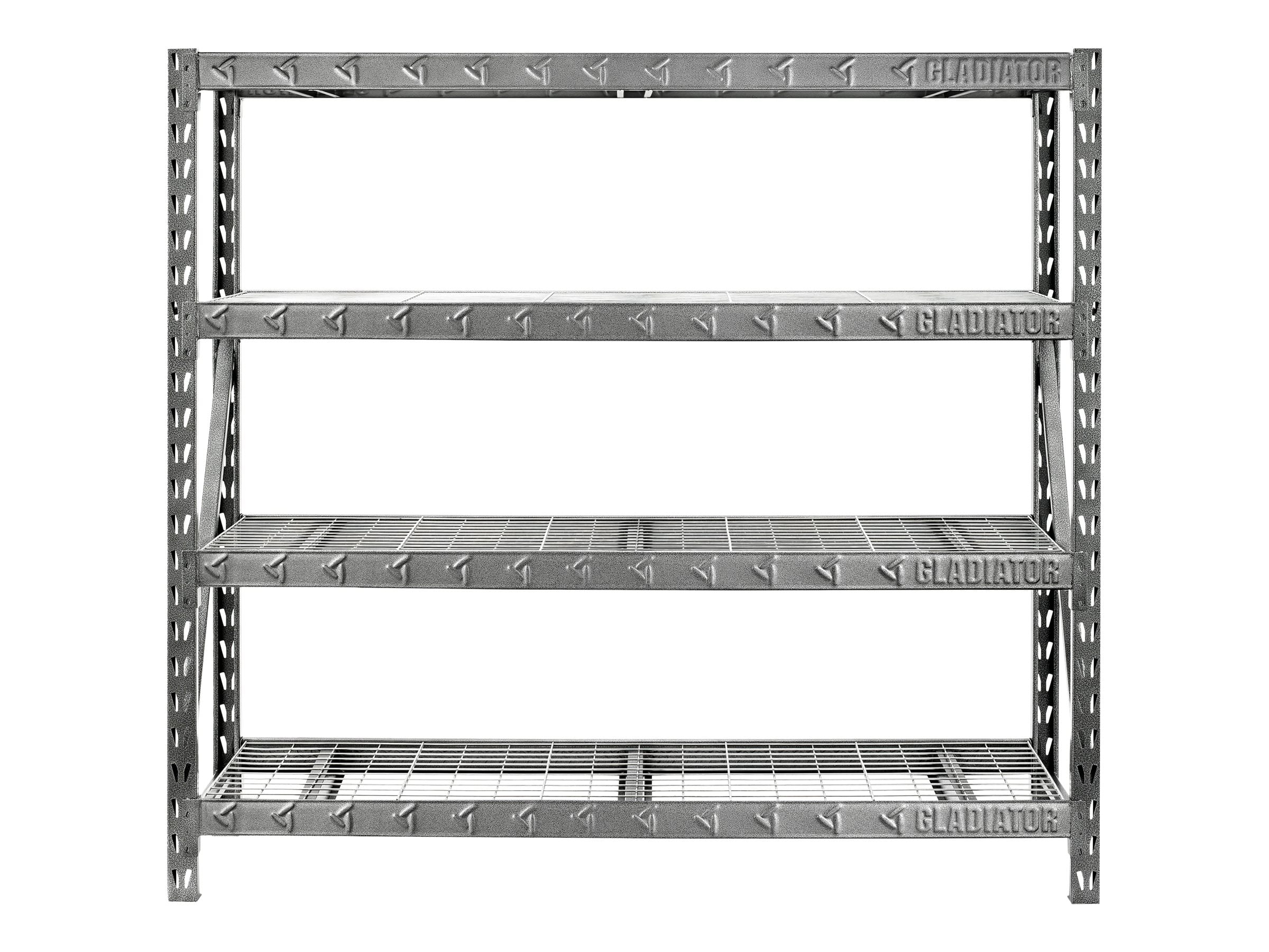 77" Wide Hammered Granite Heavy Duty Metal Rack with Four Shelves