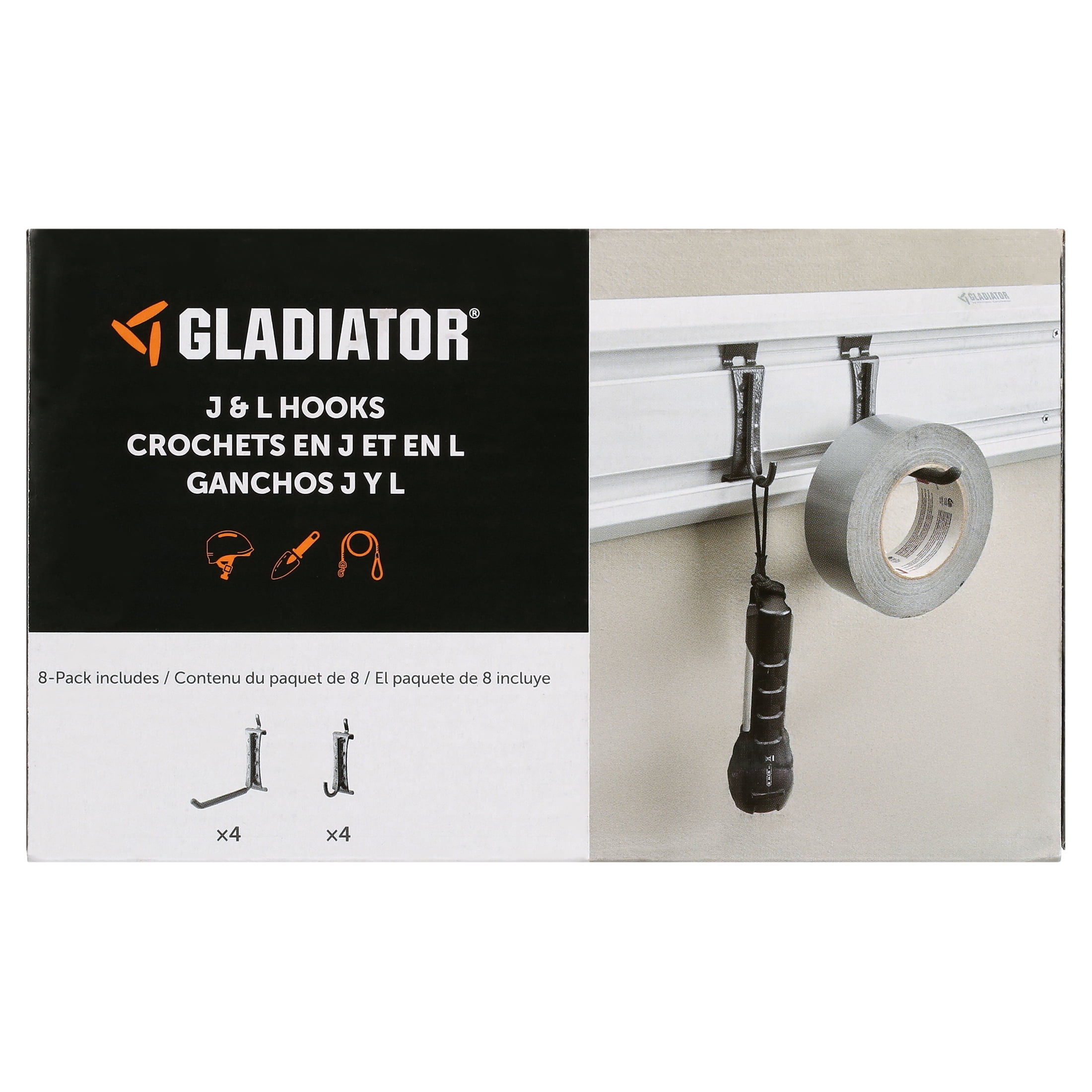Granite Metal Slatwall J & L Hooks 8-Pack