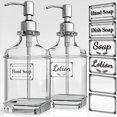 GLADPURE Soap Dispenser 2 Pack, 18 Oz Antique Design Thick Glass Hand Soap Dispensers; with