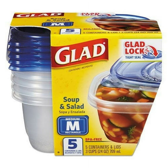 Clorox Gladware Soup & Salad Food Storage Container - Multicolor - 5 Count