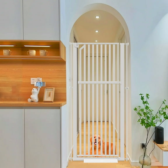 GLAF 63" Extra Tall Cat Gate - 30-37.8" Wide Extendable Cat Barrier for Doorway - Pressure Mounted Cat gate for Doorway - Auto Close Extra Tall Pet Gate - 63 inch Tall pet gate