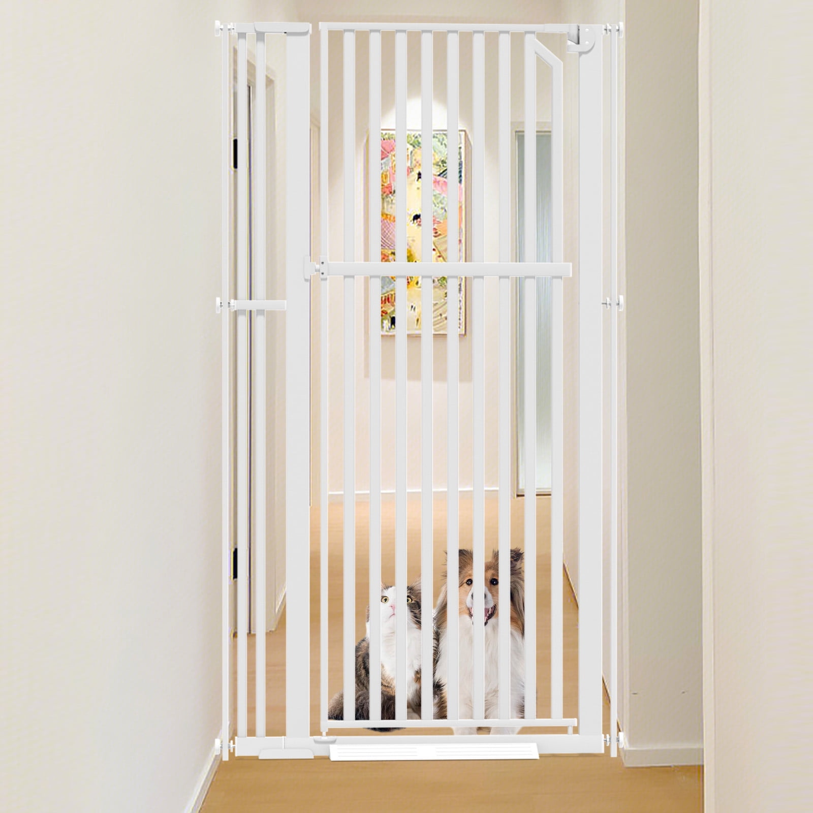 GLAF 63" Extra Tall Cat Gate - 30-37.8" Wide Extendable Cat Barrier for Doorway - Pressure Mounted Cat gate for Doorway - Auto Close Extra Tall Pet Gate - 63 inch Tall pet gate
