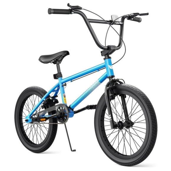GLAF Freestyle Kids BMX Bike, 18 inch Blue Trick Bicycle for Teen and Adults, Carbon Steel Frame Bikes, Ideal for Beginner to Advanced Riders