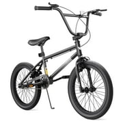 GLAF Freestyle BMX Bike, 18 inch Black Trick Bicycle for Kids Teen and Adults, Carbon Steel Frame Bikes, Ideal for Beginner to Advanced Riders