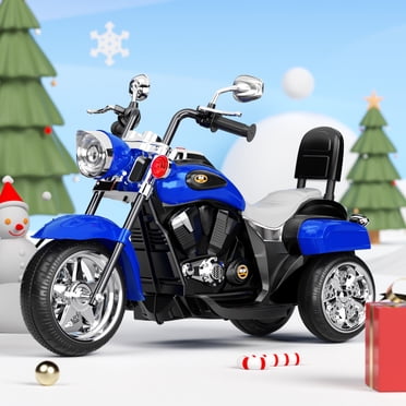 GLAF Kids Motorcycle for Boys & Girls Ages 3-6, 6V Battery Powered Electric Motorbike, 3 Wheels Ride on Toys with LED Lights, Bluetooth Music, Blue