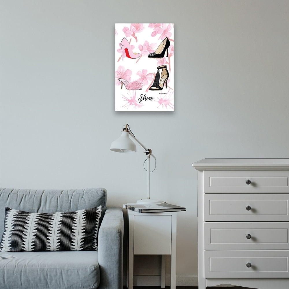 GLAM BLACK & PINK CLASSY PUMPS - 14"x14" Canvas Artwork - Multi-Color 20 x 30
