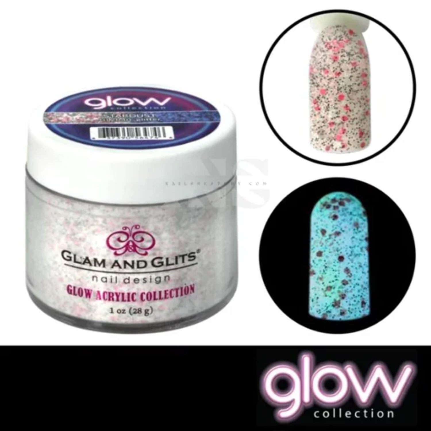 Glam and Glits ACRYLIC Glow in the Dark Nail Powder - En-Light-Ened 2026