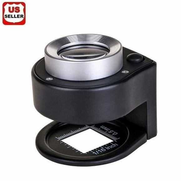 GLAM HOBBY 30X Loupe Magnifier with 6 Light, Desktop Portable Metal Magnifier Folding Scale Sewing Magnifying Glass for Textile Optical Jewelry Tool Coins Currency