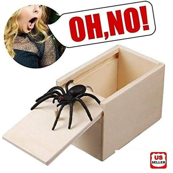 EKIDAZB Original Spider Scare Prank Box, Hilarious Wooden Scare Box, Handmade Fun Joke Scarebox Toy, Practical Gift Toy Spider Box Prankoy Prank for Kids Adults