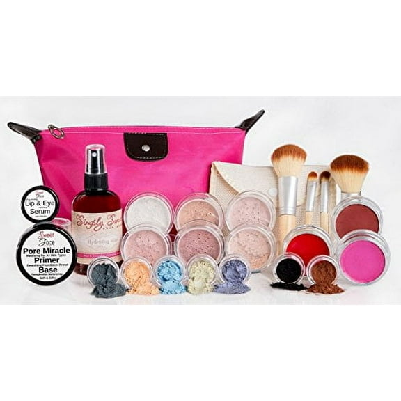 GLAM KIT (PINK BISQUE) Full Size Mineral Makeup Set Matte Foundation Bare Face Sheer Powder Cover