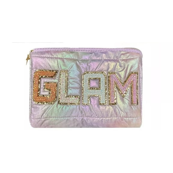 GLAM Purple Metallic Sequin Makeup Bag