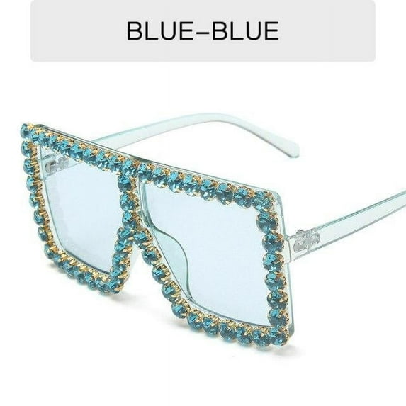 GLAM SHADE - Luxury Diamond Square Sunglasses Women Brand Size Crystal Sun Glasses Ladies 2021 New Gradient Oculos Mirror Shades