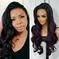 thumbnail image 1 of GLAM21USA HD LACE Front Wig Loose Wave 13X6 Transparent Lace Frontal Wigs 27 Inch Human Hair Blend Pre Plucked Swiss Lace Curly Long Synthetic Wig - Bella (OET1B/PURPLE), 1 of 7