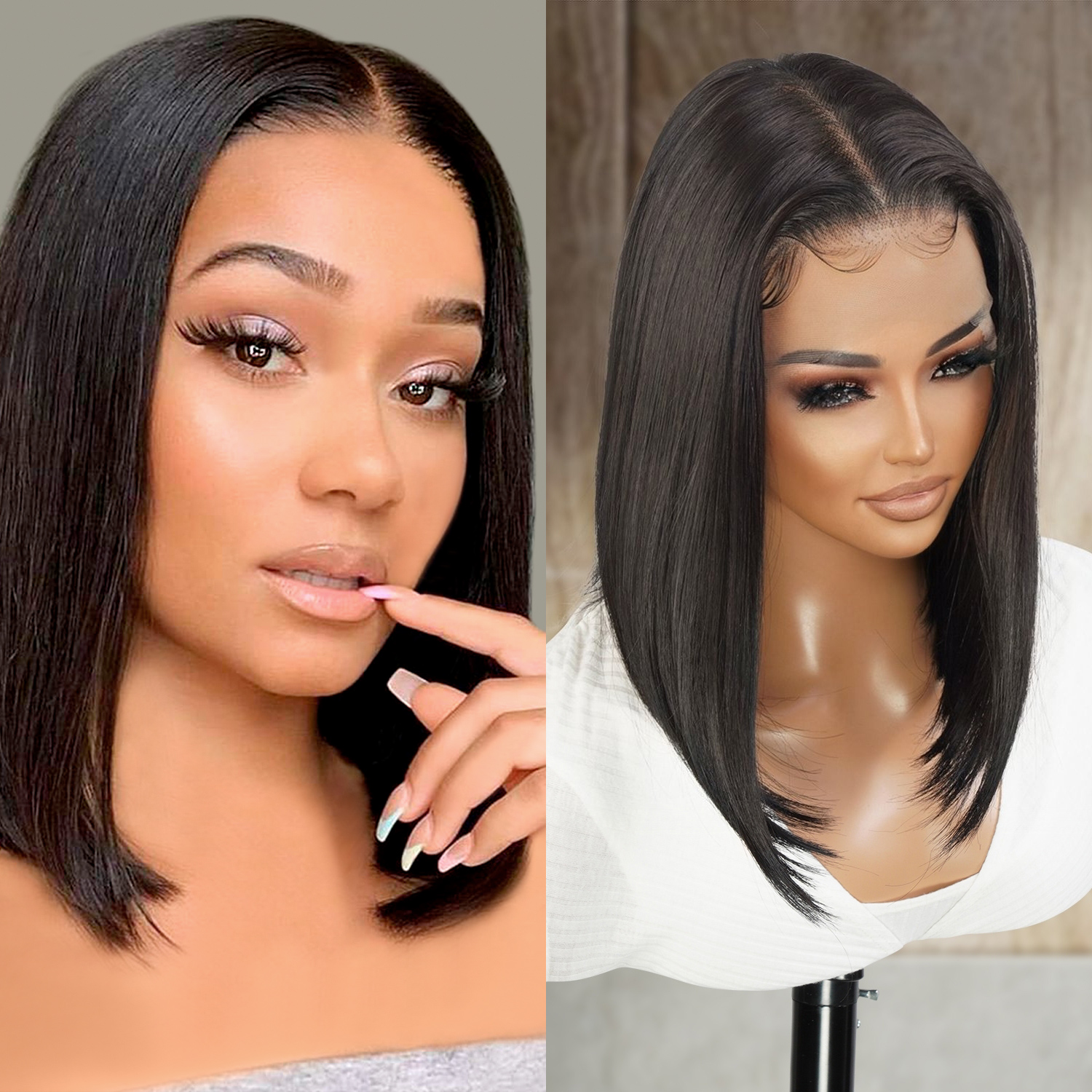 GLAM21USA HD Lace Front Bob Wig 13X6 Transparent Lace 