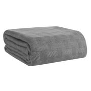 GLAMBURG 100% Cotton Bed Blanket, Breathable Bed Blanket King Size, Cotton Thermal Blankets King Size - Perfect for Layering Any Bed for All Season - Charcoal Grey