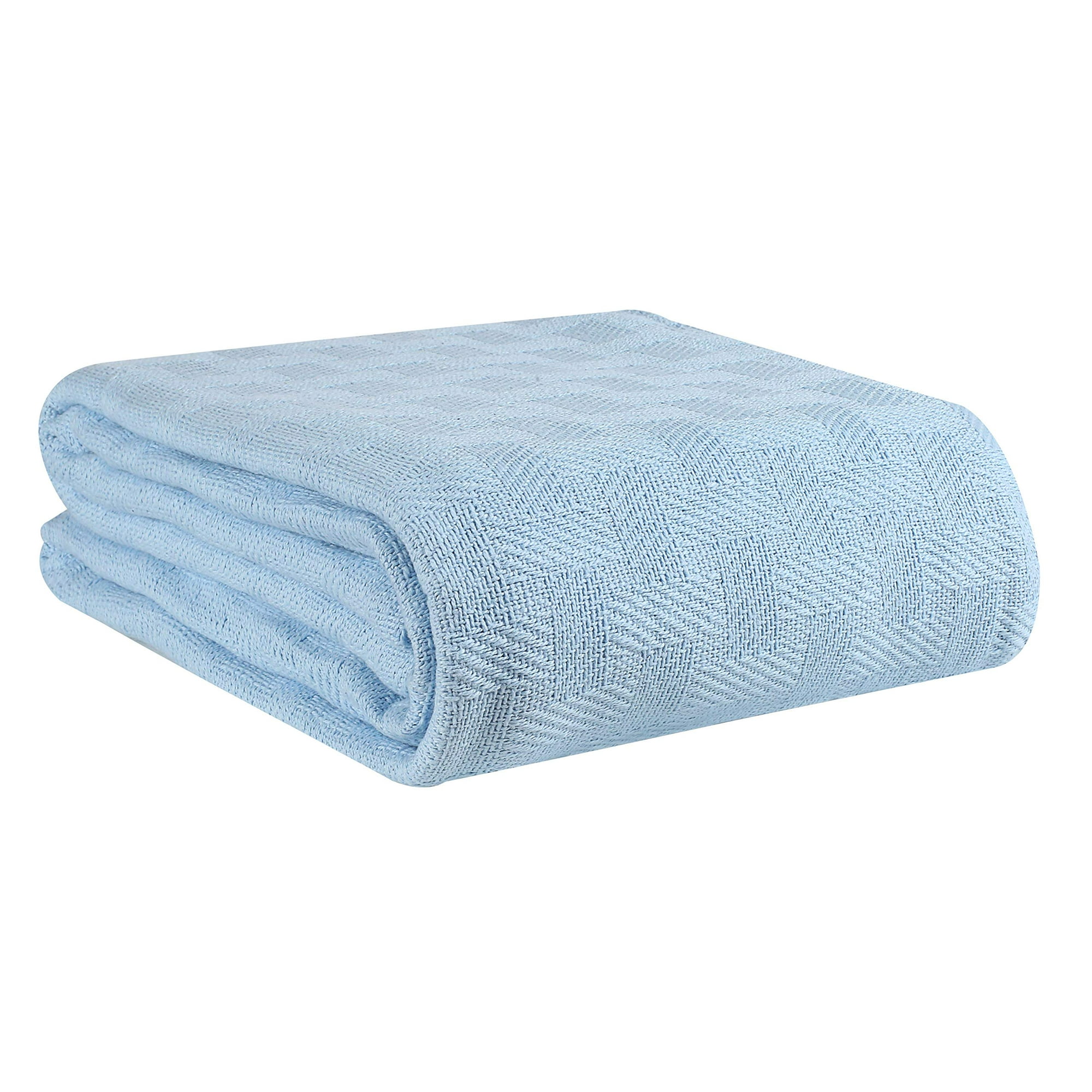 GLAMBURG 100% Cotton Bed Blanket, Breathable Bed Blanket Twin Size, Cotton Thermal  Blankets Twin Size - Perfect for Layering Any Bed for All Season - Sky Blue  - Walmart.com