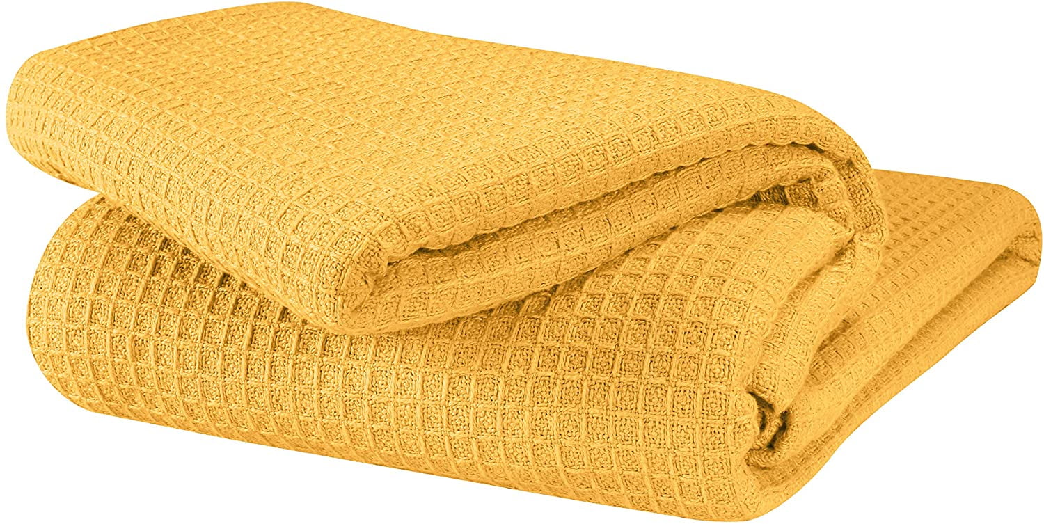GLAMBURG King Size 100 Cotton Thermal Blanket, Soft Waffle Weave