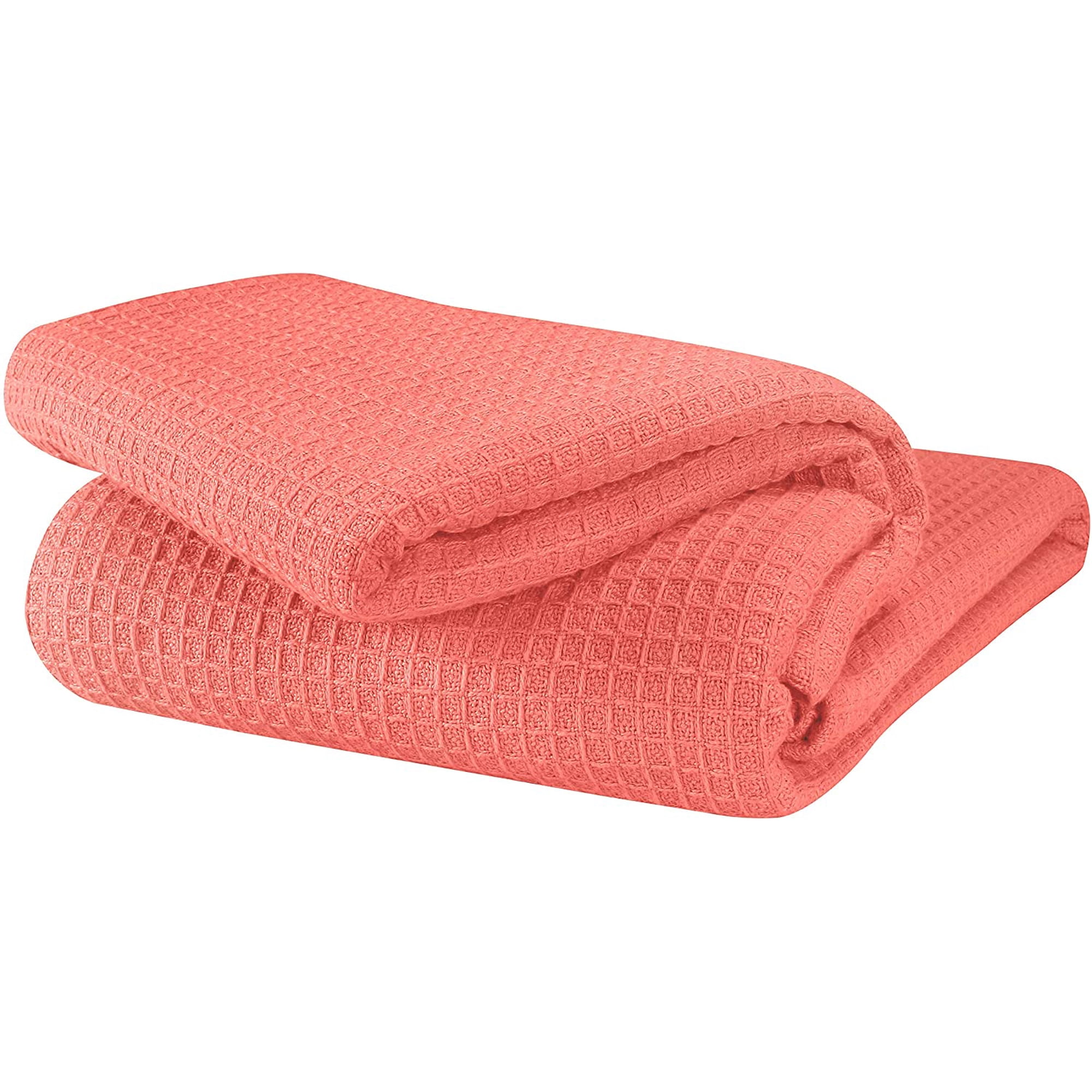 GLAMBURG 100% Cotton Thermal Blanket, Breathable Bed Blanket Queen Size,  Soft Waffle Blanket, Queen Blanket, All Season Cotton Blanket, Coral -  Walmart.com
