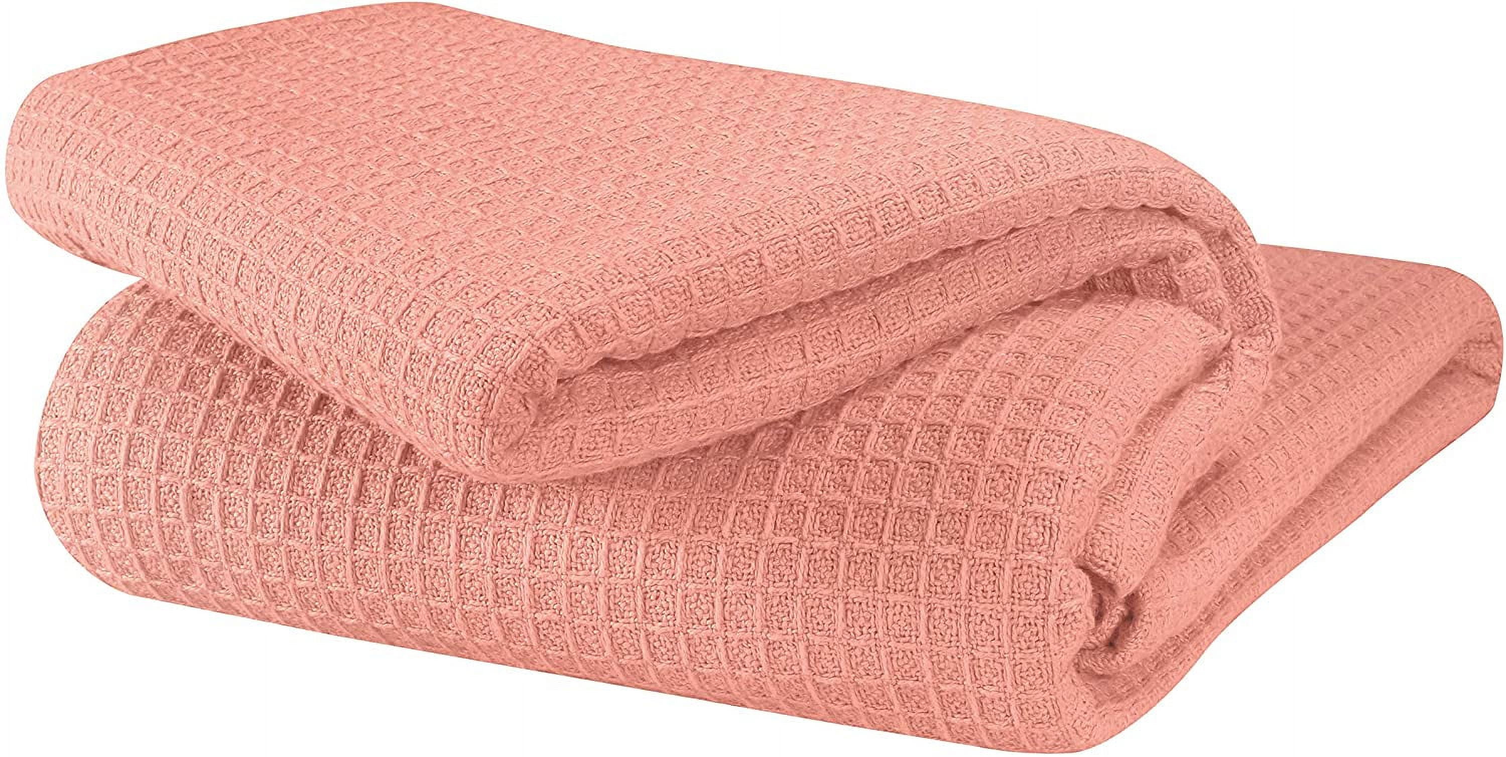 GLAMBURG 100 Cotton Thermal Blanket, Breathable Bed Blanket Queen Size, Soft Waffle Blanket