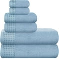 thumbnail image 1 of "GLAMBURG 100% Cotton Ultra Soft 6 Pack Towel Set, Contains 2 Bath Towels 28x55 Inches, 2 Hand Towels 16x24 Inches & 2 Wash Coths 12x12 Inches, Compact Absorbent Lightweight & Quickdry - Sky Blue", 1 of 6