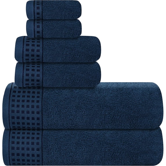 "GLAMBURG 100% Cotton Ultra Soft 6 Pack Towel Set, Contains 2 Bath Towels 28x55 Inches, 2 Hand Towels 16x24 Inches & 2 Wash Coths 12x12 Inches, Compact Absorbent Lightweight & Quickdry- Mineral Blue"