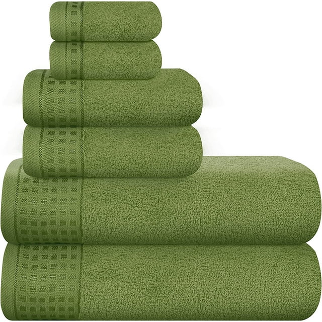 "GLAMBURG 100 Cotton Ultra Soft 6 Pack Towel Set, Contains 2 Bath